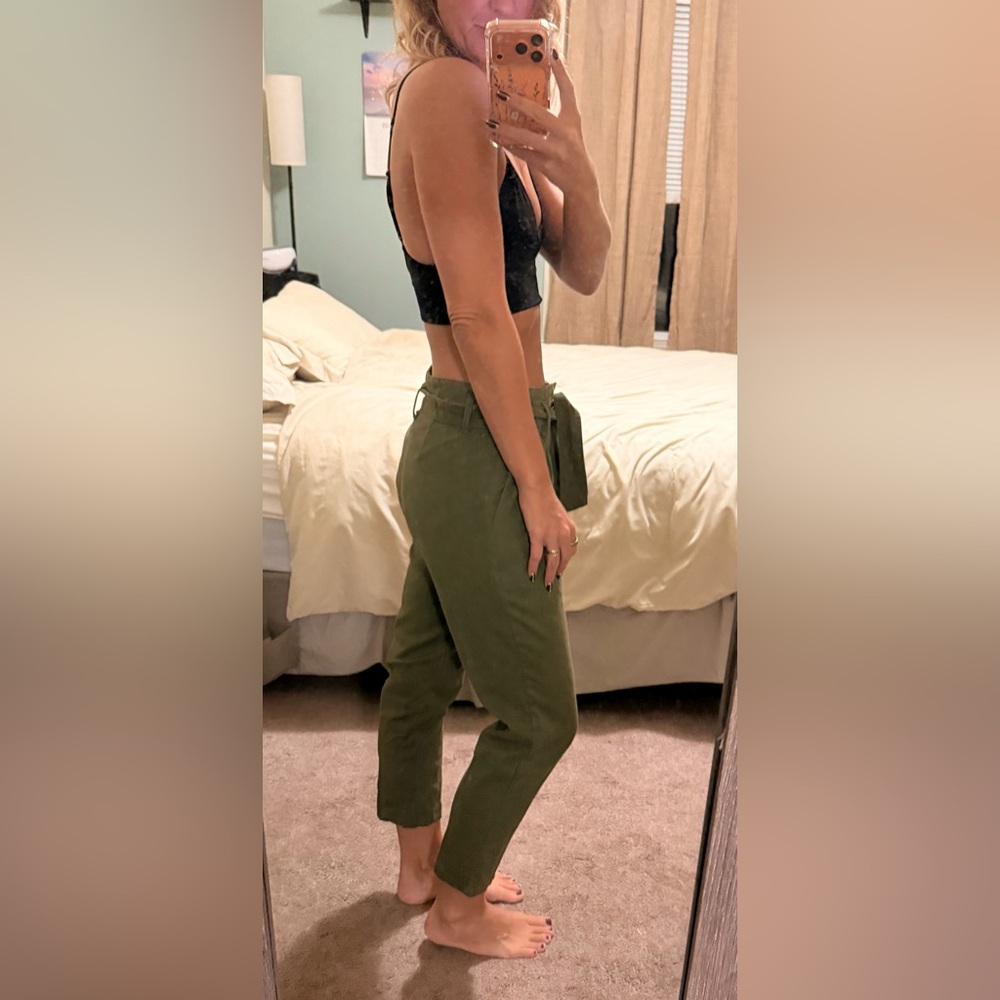 LULUS NWT Olive Green Women's Tie-Waist Pants - Picture 2 of 3